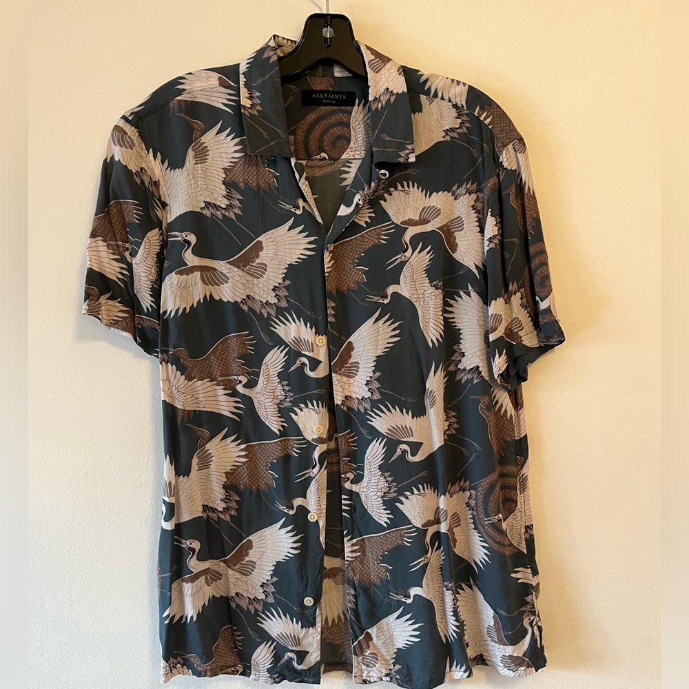 Men’s Medium button up with crane print